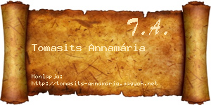 Tomasits Annamária névjegykártya
